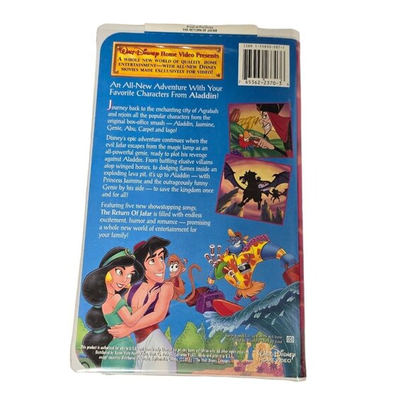 Walt Disney Classics VHS Clamshell Lot Pinocchio Aristocats & Return Of Jafar - Picture 7 of 16